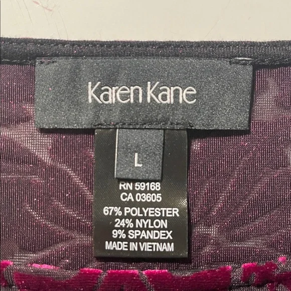 Karen Kane Black and Purple Velvet Burnout Shirttail Top - Picture 3 of 4